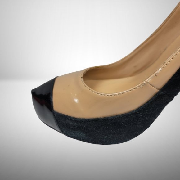 Christian Louboutin Two Tone Leather and Suede Mago Cap Toe Platform Pumps - Picture 8 of 13